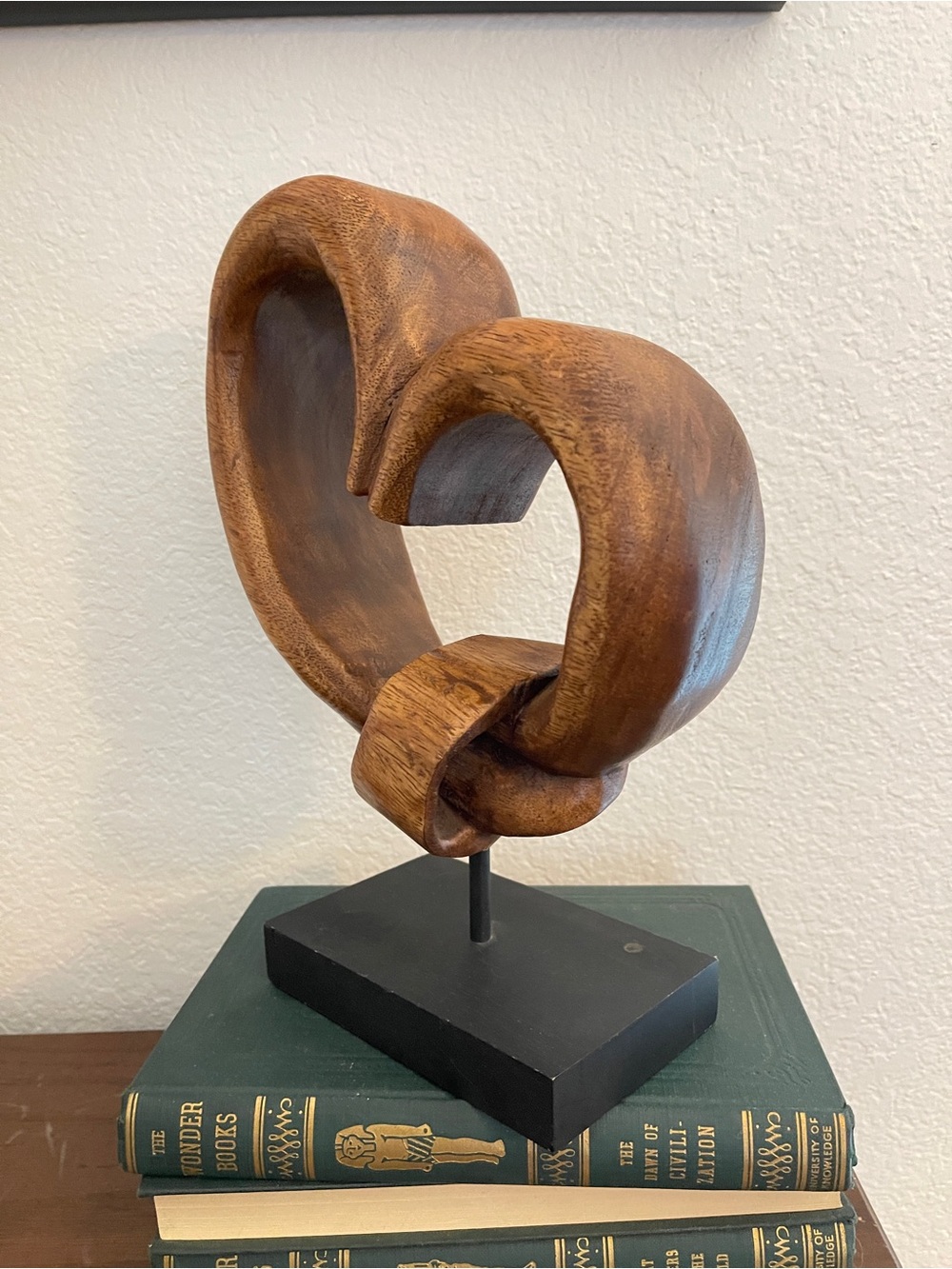 Wooden Hand Carved Abstract Sculpture Statue Heart Gift Home Decor - Picture 3 of 10